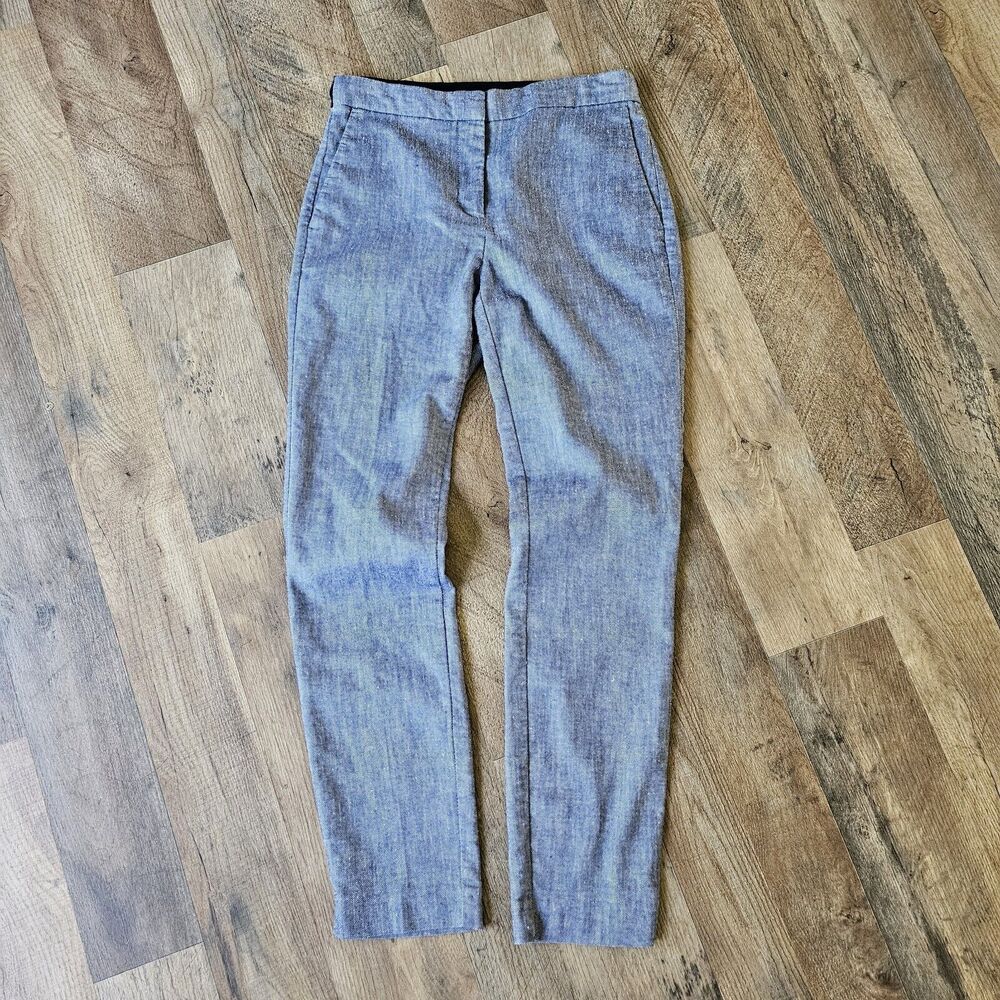 ZARA WOMEN'S CHAMBRAY TROUSERS WITH ELASTIC BACK WAISTBAND BLUE Woman’s XS